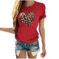 thumbnail image 2 of Soki T-Shirts Décontractés pour Femmes à Imprimé Léopard, Col Rond, Manches Courtes, 2 of 5