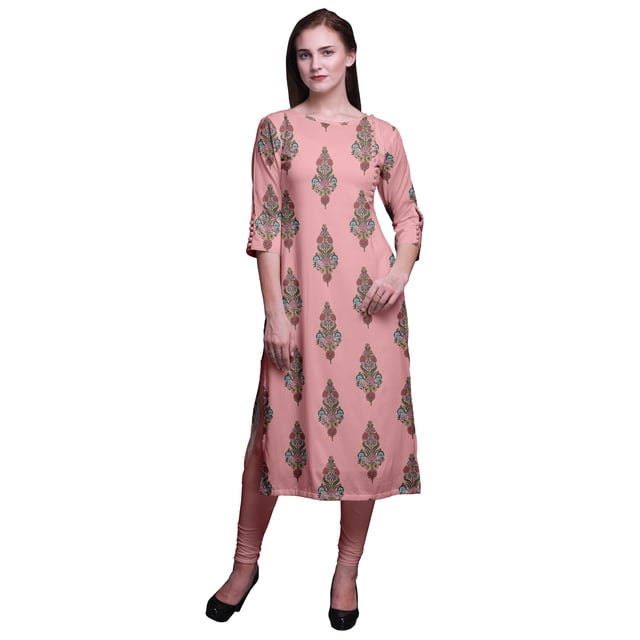 Bimba 3/4 Sleeve Straight Tunic Tops Printed Kurta Summer Wear For Women
