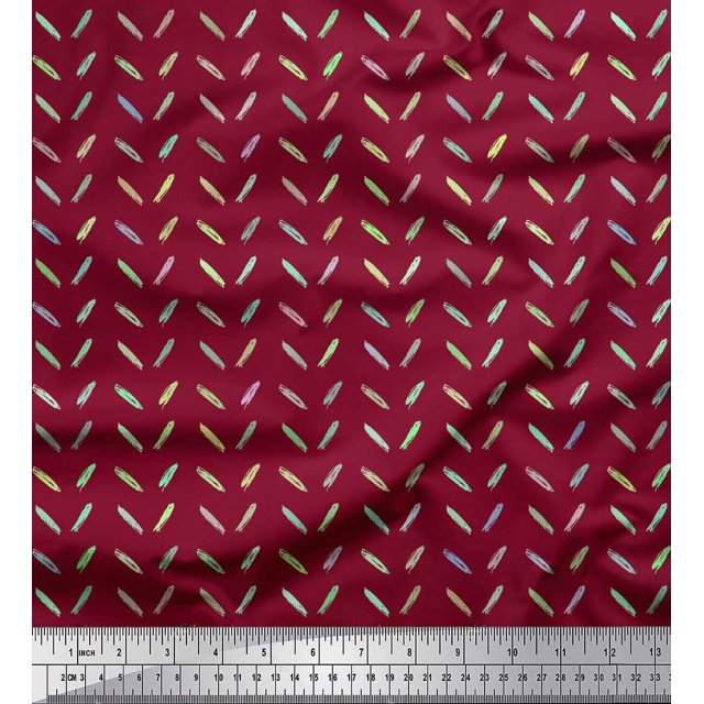 Soimoi Red Georgette Viscose Fabric Brush Stroke Abstract Print Fabric by Yard 42 Inch Wide