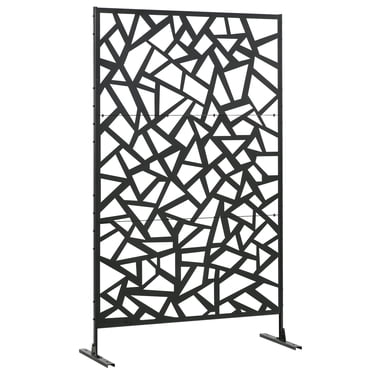 Outsunny Paravent en Métal avec Vis d'Expansion, Séparateur Extérieur, Clôture Irrégulière