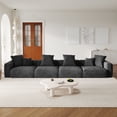 thumbnail image 3 of The Magic Home Canapé Sectionnel Modulaire Convertible en Velours Côtelé à 4 Places, Noir, 3 of 10