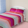 thumbnail image 2 of Mainstays Kids Reversible Pink Stripe Stitch Quilt Set, 3 Pieces, Full/Queen, 2 of 6