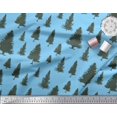 thumbnail image 3 of Soimoi Blue Georgette Viscose Fabric Deodar Cedar Tree Decor Fabric Printed Yard 42 Inch Wide, 3 of 5
