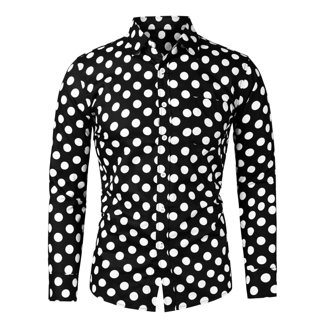 INSPIRE CHIC Chemise Habillée Ajustée pour Homme à Pois Imprimés à Manches Longues Boutonnée