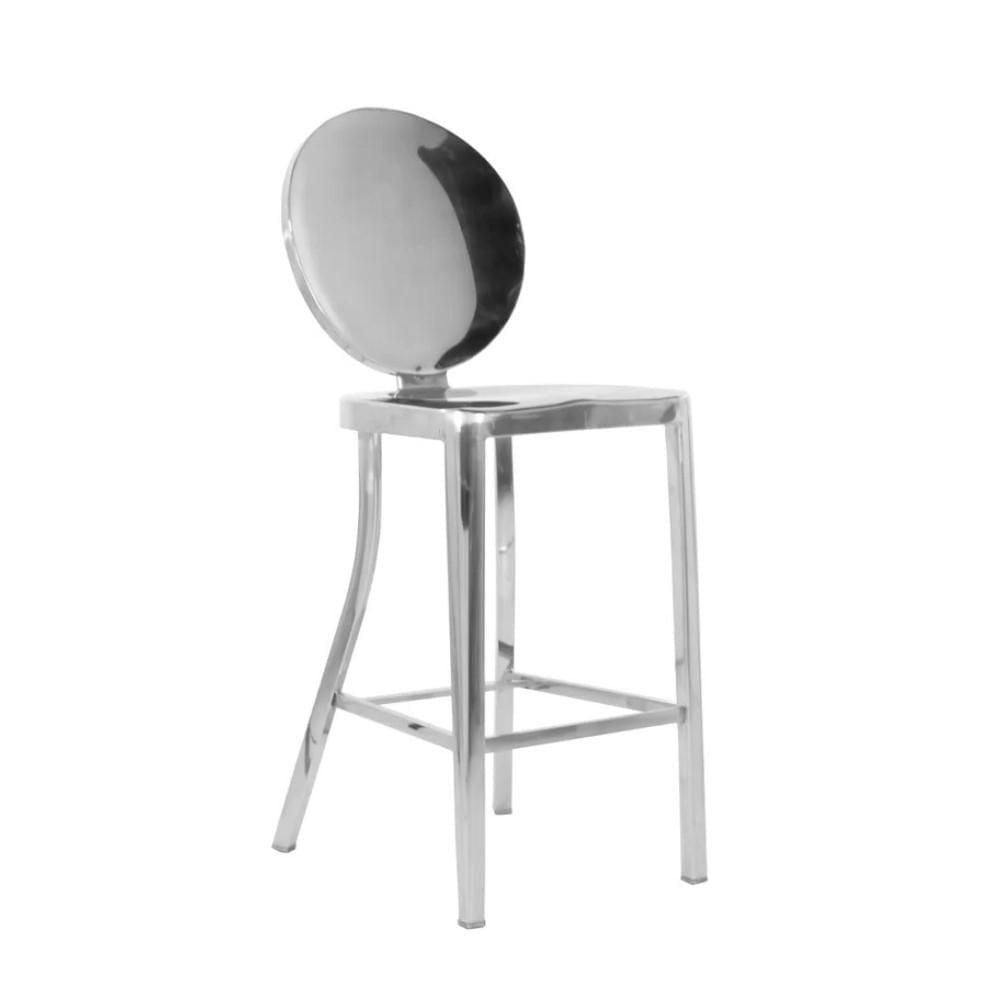 Ensemble de 2 tabourets de comptoir sans accoudoirs Klaus – Conception en acier inoxydable avec repose-pieds intégré, fabriqués en acier inoxydable durable. Parfait pour les cuisines, les bars ou les