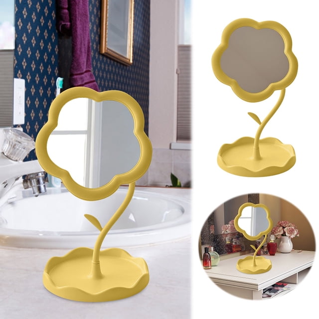 Product Make up 2 Flower Shaped Desk Vanity for Bedroom Living Room and Minimal Spaces Home Enhancing Daily Grooming and Personal Care Routine