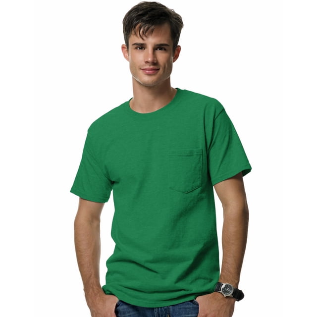 Hanes Beefy-T T-Shirt à Poche pour Hommes, 3TG, Vert Kelly
