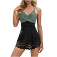 thumbnail image 3 of Sentmoon Maillot de Bain une Pièce pour Femme avec Soutien-Gorge Intégré, Ensembles de Bikini à Bretelles Spaghetti, Maillot de Bain pour Femme, Ventre avec Jupe Découpée, Maillot de Bain Modeste, Robe de Bain à devant pour Nage en Longueurs et Entraînement, 3 of 9
