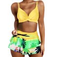 thumbnail image 2 of Bikini Swimsuit for Women with High-Waist Bottom, Polyester Fabric, Removable Chest Pads, Solid Color Design, for Beach Vacation or Pool Swimming, 2 of 9