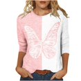 thumbnail image 5 of Hauts à Manches 3/4 pour Femmes Mode Féminine T-Shirt Imprimé Ample Blouse Mi-Longue à Manches 3/4 Col Rond Hauts Décontractés T-Shirts en Coton pour Femmes T-Shirts pour Femmes Mode, 5 of 5