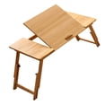 thumbnail image 1 of GROWTH TANK Foldable Table Laptop Lap Desk Rectangle Bamboo Portable Stand Adjustable Angle for Camping Balconies Computer Outdoor Picnic Light Brown Large, 1 of 9