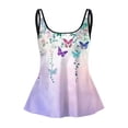 thumbnail image 5 of NIEWTR Womens Tankini Top Crew Neck Swimsuits Modest Tummy Control Bathing Suit Spaghetti Straps Swim Tank Top(Light Purple,S), 5 of 5