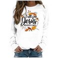 thumbnail image 2 of Babysbule Liquidation Hauts à Lettres pour Femmes Dames Automne Imprimé Ample Manches Longues Col Rond Chandail à Enfiler Haut T-Shirt Haut, 2 of 5