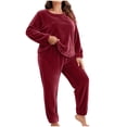 thumbnail image 2 of Ounisa Women Plus Size Pajama Set, Long Sleeve Button-Down Soft Comfy Two-Piece Sleepwear Lounge Set, 2 of 5