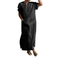 thumbnail image 4 of Men Kaftan Thobe Casual Long Sleeve Men'S Robe V Neck Muslim Thobe for Men Black Robe Men, 4 of 5