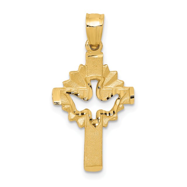 Charme Croix en Or Jaune 14K Dove