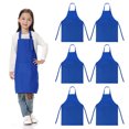 thumbnail image 1 of TOPTIE 6 Pack Kids Aprons with Pocket & Adjustable Strap, Child Chef Bib Apron for Kitchen Cooking Baking Painting-Blue-XL, 1 of 7