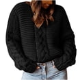 thumbnail image 1 of Timegard Plus Size Knit Tops for Women Crewneck Long Sleeve Sweaters Pullover Fall Winter Solid Color, 1 of 6