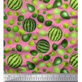 thumbnail image 1 of Soimoi Poly Georgette Fabric Pear,Lemon & Watermelon Fruits Print Fabric by The Yard 42 Inch Wide, 1 of 3