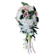 thumbnail image 4 of pitrice Wedding Hand Bouquet Bridal Holding Hand Tied Hand Tied Artificial Flowers White + Light Pink, 4 of 9