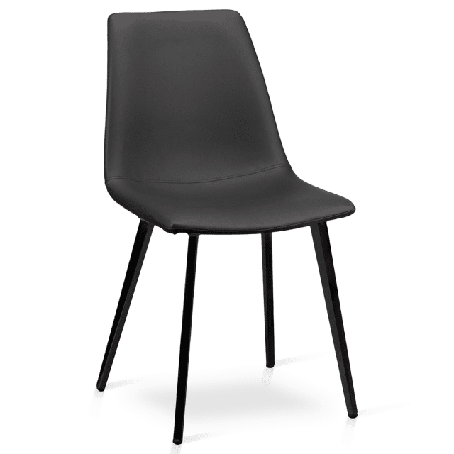 Bouclair Black Faux Leather and Metal Dining Chair