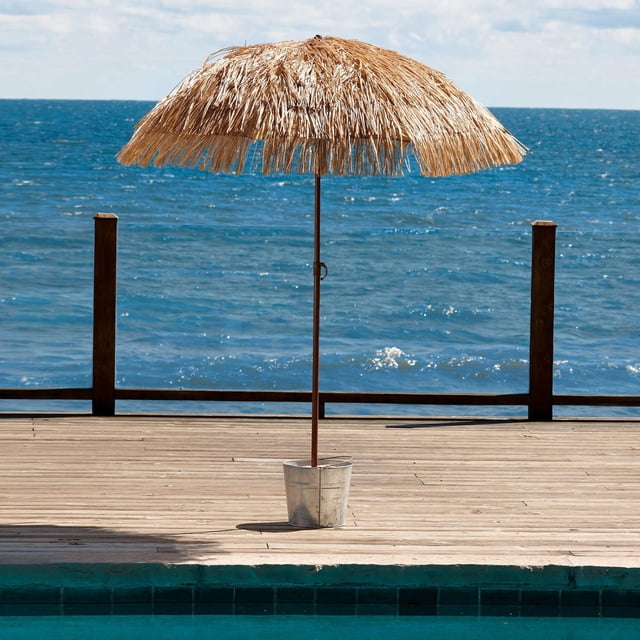 Parasol de plage rond en chaume Hawaïen 1,8 m Mainstays