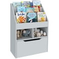 thumbnail image 1 of HOMCOM Kids Bookcase Multi-Shelf Rack Organizer with Storage Drawer for Books for Reading Nook, Classroom, Bedroom, Playroom, Grey, 1 of 10