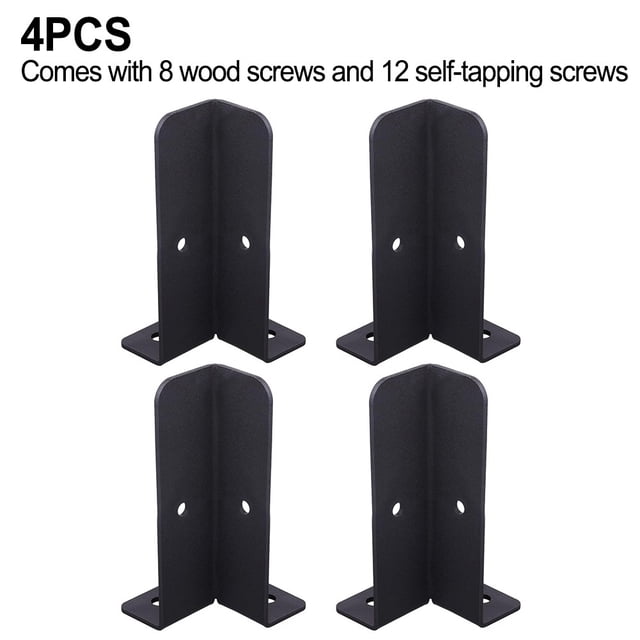 Ensemble de 4 Supports de Base d'Ancrage pour Poteau de Terrasse Ajustables, Réversibles, pour Poteau de Clôture en Bois