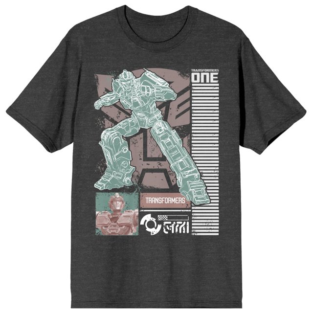 Transformers One Optimus Prime Strike Pose Heather Charcoal T-Shirt