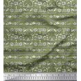 thumbnail image 1 of Soimoi Modal Satin Fabric Leaves & Floral Block Decor Fabric Printed Yard 42 Inch Wide, 1 of 3