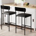 thumbnail image 1 of Bingirl Set of 2 Bar Stools - PU Upholstered Counter Height Bar Stools with Footrest and Back for Kitchen Island, Apartment, or Counter Bar - Easy to Assemble - Black, 1 of 6