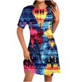 thumbnail image 2 of Ovzne Robes pour Femmes Robe de Plage Mode pour Femmes Robe à Col Rond à Manches Courtes Imprimée Robe Chandail Robe de Vacances à Manches Courtes Liquidation, 2 of 5
