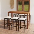 thumbnail image 1 of vidaXL Ensemble de Bar de Jardin 7 Pcs avec Coussins Marron, 1 of 5