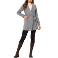 thumbnail image 2 of INSPIRE CHIC Manteau Trench Long Élégant pour Femme à Col Châle, Revers, Ceinturé, Gris, TG, 2 of 6