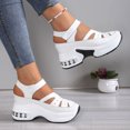 thumbnail image 3 of Womens Platform Wedge Gladiator Sandals Summer Fall Leather Closed Toe Hidden High Heel Fisherman Work Shoes, 3 of 7