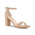 thumbnail image 1 of BLISSFUL STEP Women's Ankle Strap High Block Heels Sandals Nude 8, 1 of 7