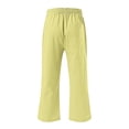 thumbnail image 5 of LSLJS Women's Fragrant Hemp Solid Color Loose Women Fashion Drawstring Pants Seven Pants Pockets Womens Work Pants, 5 of 5