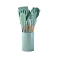 thumbnail image 1 of Cooking Utensils Set of 12, Silicone Kitchen Utensils with Wooden Handle, Non-stick Cookware Friendly & Heat Resistant, Includes Spatula/Ladle/Slotted Turner/Serving Spoon/Spaghetti Server, 1 of 1