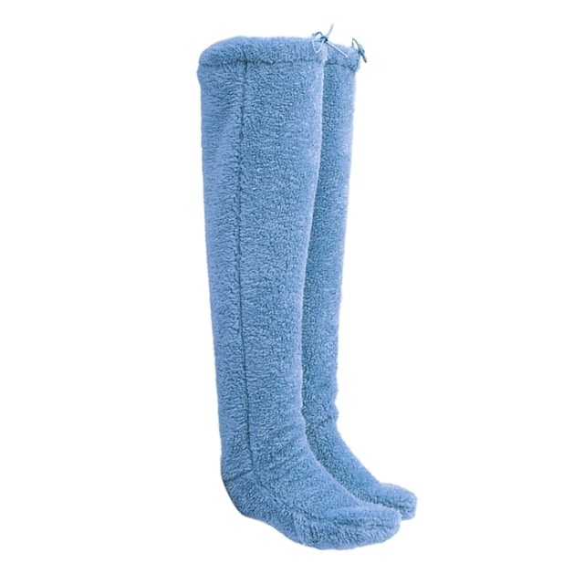 GUOOL over Knee High Fuzzy Protection Thick Warm Leg Cover Super Soft Thigh High Socks Blue