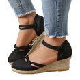 thumbnail image 4 of Kcodviy Women Buckle Sandals Platform Closed Toe Sandals for Women Wedge Sandals Versatile Braided Tie Up Sandals for Women Buckle Breathable Wedge Sandals, 4 of 8