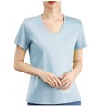 thumbnail image 1 of Timegard Womens Tops V Neck Short Sleeve Comfy Solid Color Basic Tee Casual Loose Workout Top Summer, 1 of 4