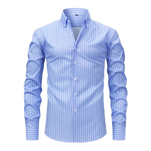 LOVZFMLL Men's Shirts, Solid Fashion Button-Down Shirt, Versatile for Work Business, V-Neck Relaxed Fit Long Sleeve Fall Clothes