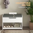 thumbnail image 4 of White Wall Mounted Coat Rack with Bench & Shoe Storage - Hall Tree for Entryway, Living Room & Bedroom - MDF Organizer 80” x 20” x 40”, 4 of 7