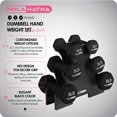 thumbnail image 2 of HolaHatha 3, 5 & 8 Pound Hex Dumbbell Hand Weight Set w/Storage Rack, Black, 2 of 9