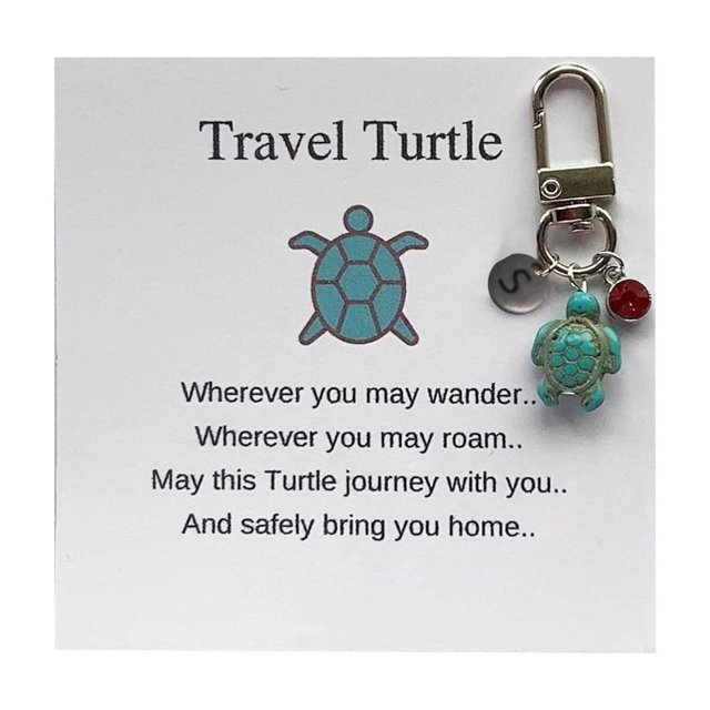 WIFKLSIIPG 26 Letter Handmade Turtle Keychain Turtle Combination Pendant 26 Letter Surname Travel Turtle Keychain Pendant 26 Letter Surname Mark Alphabet Gemstone Turquoise Jewelry Pendant