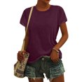 thumbnail image 3 of Hiiyo T-Shirt pour Femme Grande Taille à Manches Courtes, Col Ras du Cou, T-Shirt d'Été Décontracté (P-5TG), 3 of 6