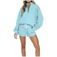thumbnail image 1 of Birdeem Women's Solid Set Tracksuit Pullover 2 Piece Sport Hoodless Suit Sets, 1 of 7