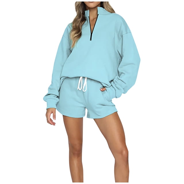 Birdeem Women's Solid Set Tracksuit Pullover 2 Piece Sport Hoodless Suit Sets
