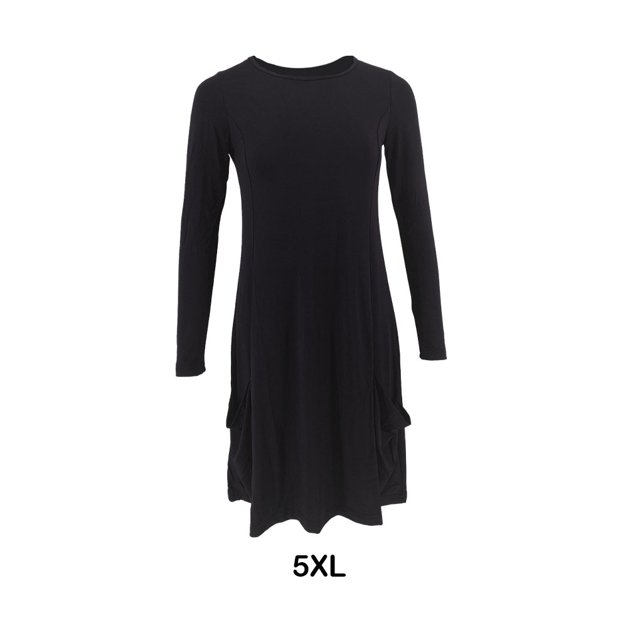 Ruiboury Robe Pull Vintage Décontractée en Coton à Manches Longues, Printemps, Noir 5TG