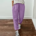thumbnail image 2 of VEKDONE Womens Linen Long Pants Purple L, 2 of 5